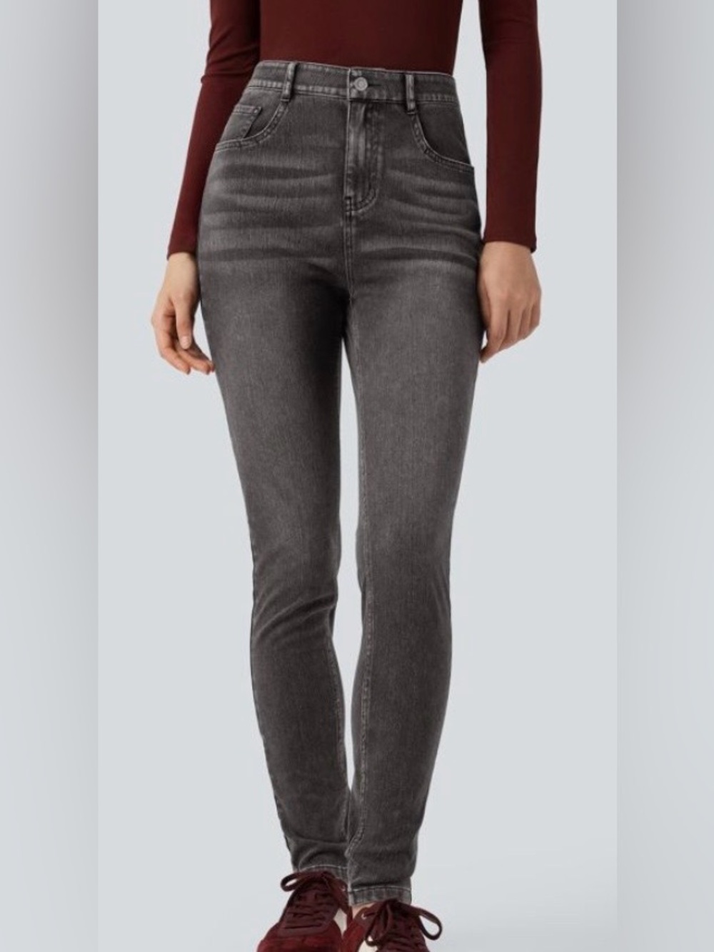XLARGE ( TALL). HALARA BUTTON / ZIPPER DISTRESSED SKINNY JEANS
